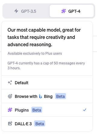 Is it ready so that you can't change #ChatGPT chat type from one to another in between chats? For example, if I start chatting with default, why can't I change it to Dall-E in the same chat? 

#ArtificialIntelligence #ChatGPT