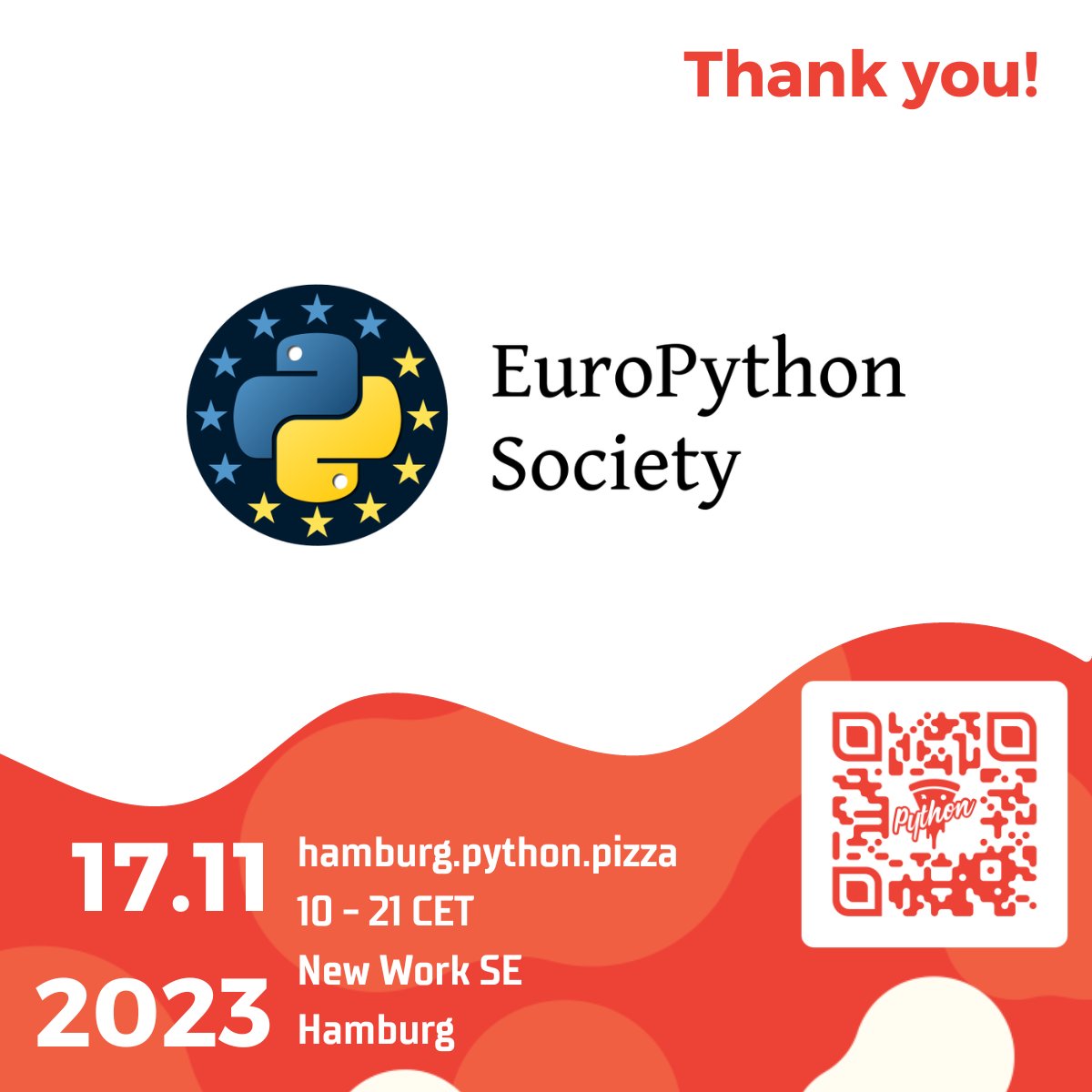 Our cool event would not be possible without our returning sponsor EuroPython Society !!! 🇪🇺🐍 @europythons are organizers of the EuroPython conference series and Working for the Python community. 🙏🏼 #thankyou #PythonPizzaHH2023 #sponsor #community #python