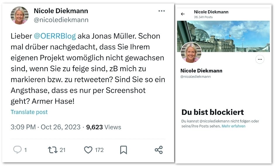 OERRBlog's tweet image. Frau Diekmann hat uns übrigens blockiert. #ReformOerr #OerrBlog