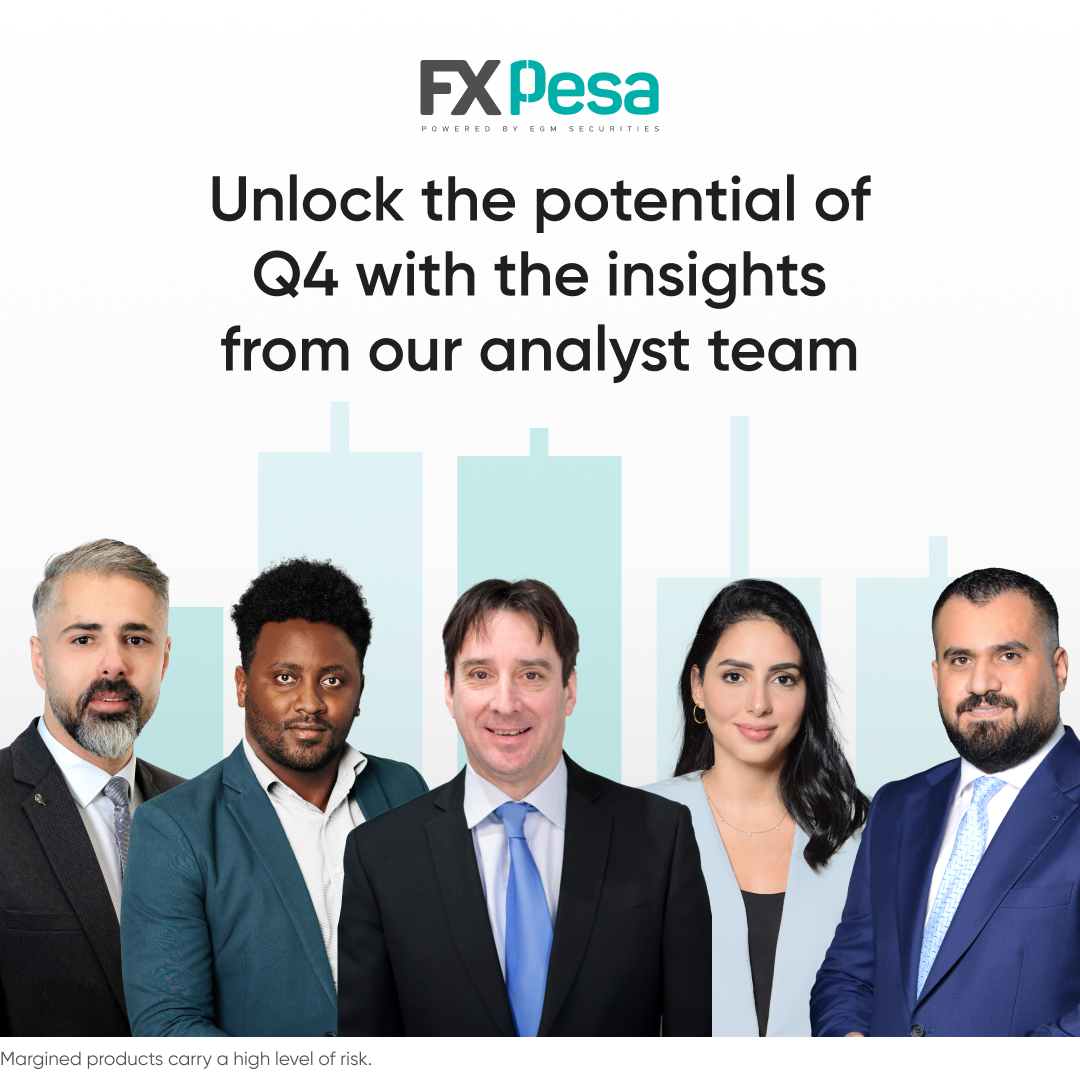 FXPesa_Official's tweet photo. Our Q4 Financial Markets Report is here! It’s full of analysis and expectations for both markets and price action in the last quarter of 2023 🤩

The report is powered by the expertise of our analysts, who have years of experience from the industry working for some of the most reputable firms and who regularly appear in global media outlets, including Bloomberg, Reuters and CNBC Arabia, sharing their insights.

Discover their in-depth analysis by downloading the report now: https://t.co/B1WIKptzem