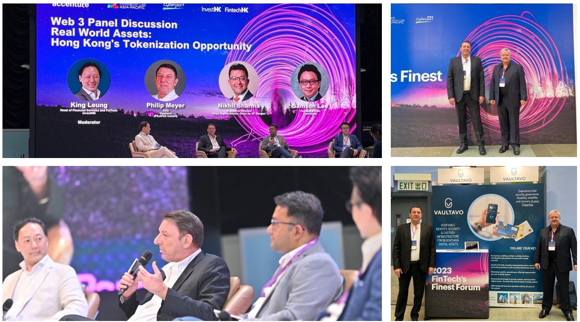 Vaultavo's tweet image. Honored to be showcased at the FinTech’s Finest Forum 2023 by @Accenture &amp;amp; @Cyberport_HK, marking the 10th anniversary of #FILAP2023! Cheers to fellow innovators in our cohort and the vibrant #fintech ecosystem of Hong Kong! 🌐