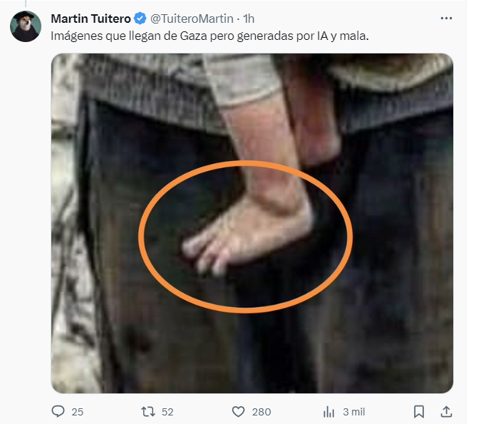 ACOM_es's tweet photo. El "periodista" de @rne @fransevillarne se supera en el intento de manipulación cutre contra Israel.
Intenta colar imágenes generadas por inteligencia artificial como "llegadas desde Gaza".
Gracias @TuiteroMartin @Edgtho78 y resto de tuiteros que han ayudado a dejarlo en ridículo.