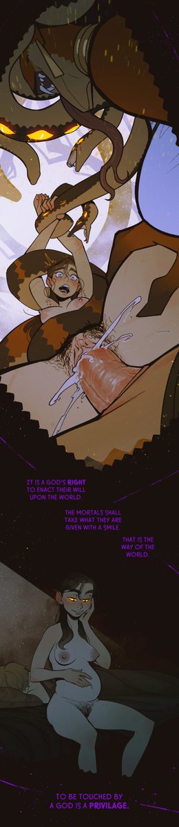InCaseArt's tweet photo. GrimLewd Winner #6 "Touched by God"
Sera the False God gets a little snack from her followers.

Alt title "Cucked by God" 

What's this? I am working on a LitRPG setting that tries to marry Dark fantasy and Porn. If you want to know more follow the GrimLewd link in my profile https://t.co/1qemdmjKsZ