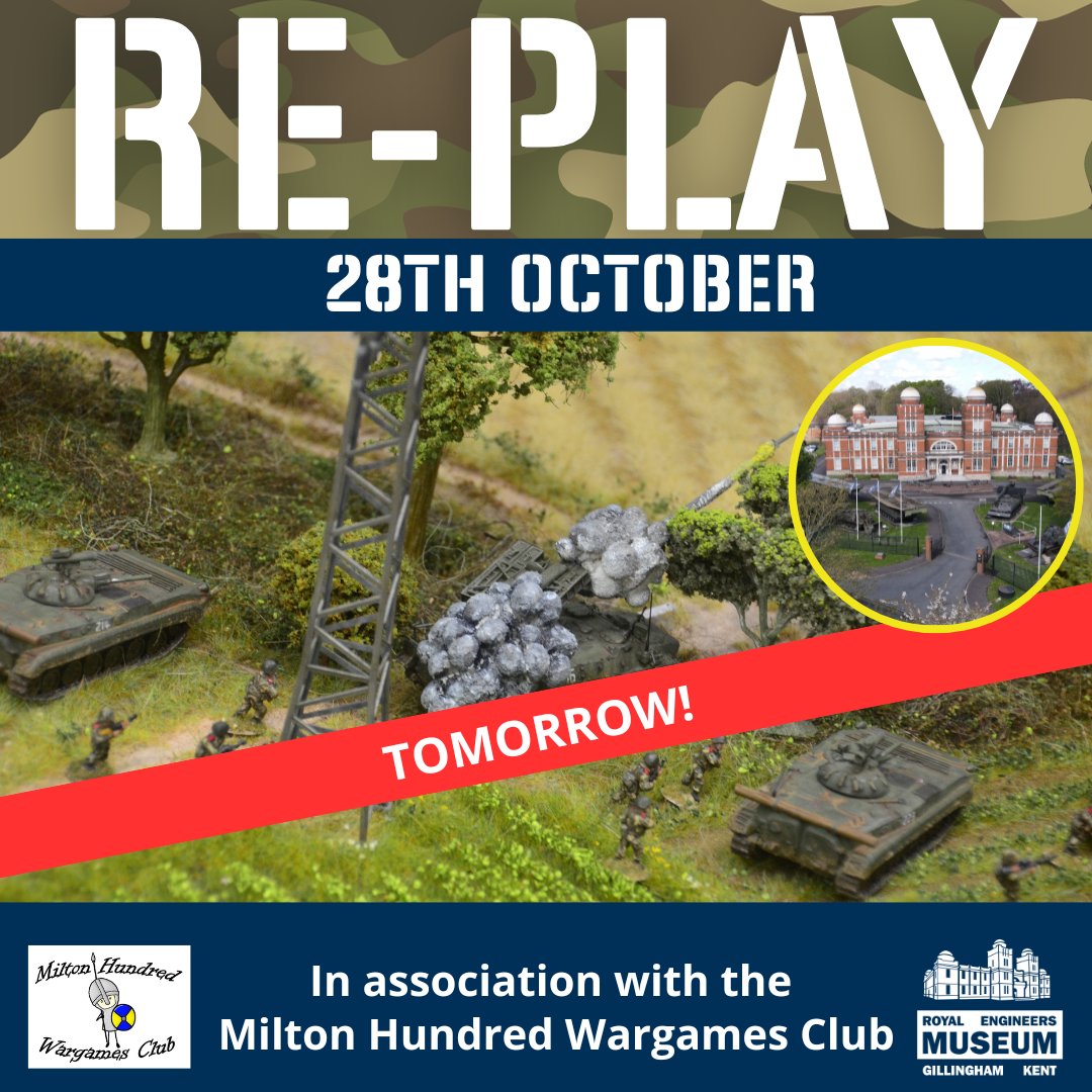 REMuseum's tweet photo. In conjunction with the Milton Hundreds Wargame Club, wargaming is coming to the Royal Engineers Museum on the 28th of October!

#wargames #MHWC #Miltonhundredswargameclub #broadside #wargaming #remuseum #royalengineers https://t.co/R2sY2EgR17