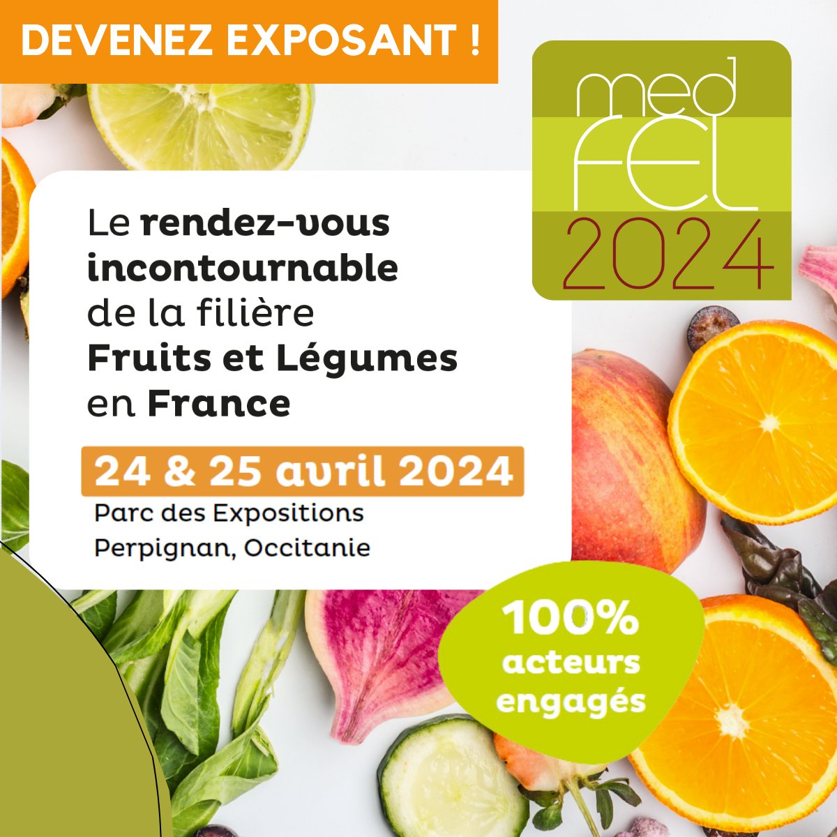 📣 #medFEL, le #salon professionnel international des acteurs 100% engagés de la #filière #fruits et #légumes, revient les 24 et 25 avril 2024 au Parc des Expositions de #Perpignan !
Demandez votre dossier d'admission :medfel.com/demandez-votre…

#medFEL2024