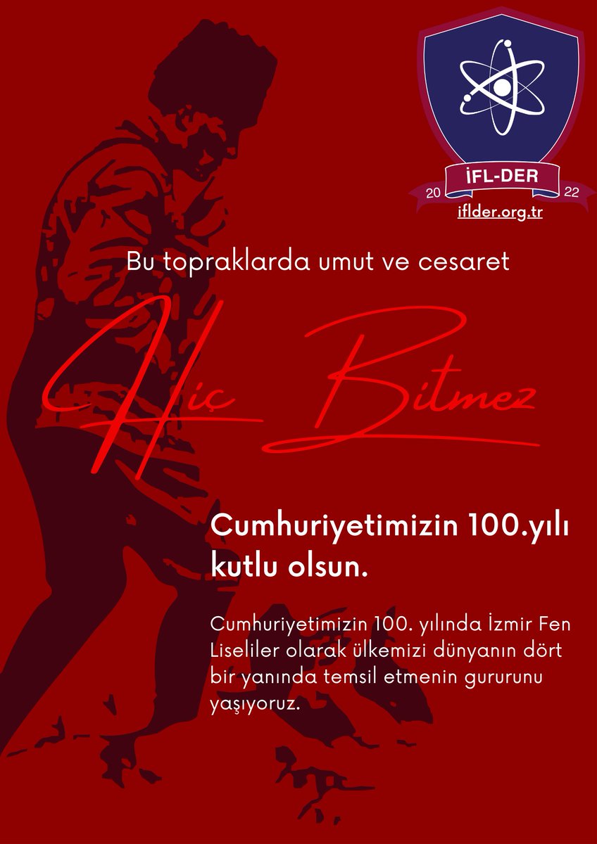 iflder's tweet photo. Bu topraklarda #umut ve #cesaret #hiçbitmez #CumhuriyetimizinYüzüncüYılıKutluOlsun 

#izmirfen #izmirfenlisesi #izmirfenliseliler #gurur #ifl #iflder https://t.co/4WpzSiCUkS