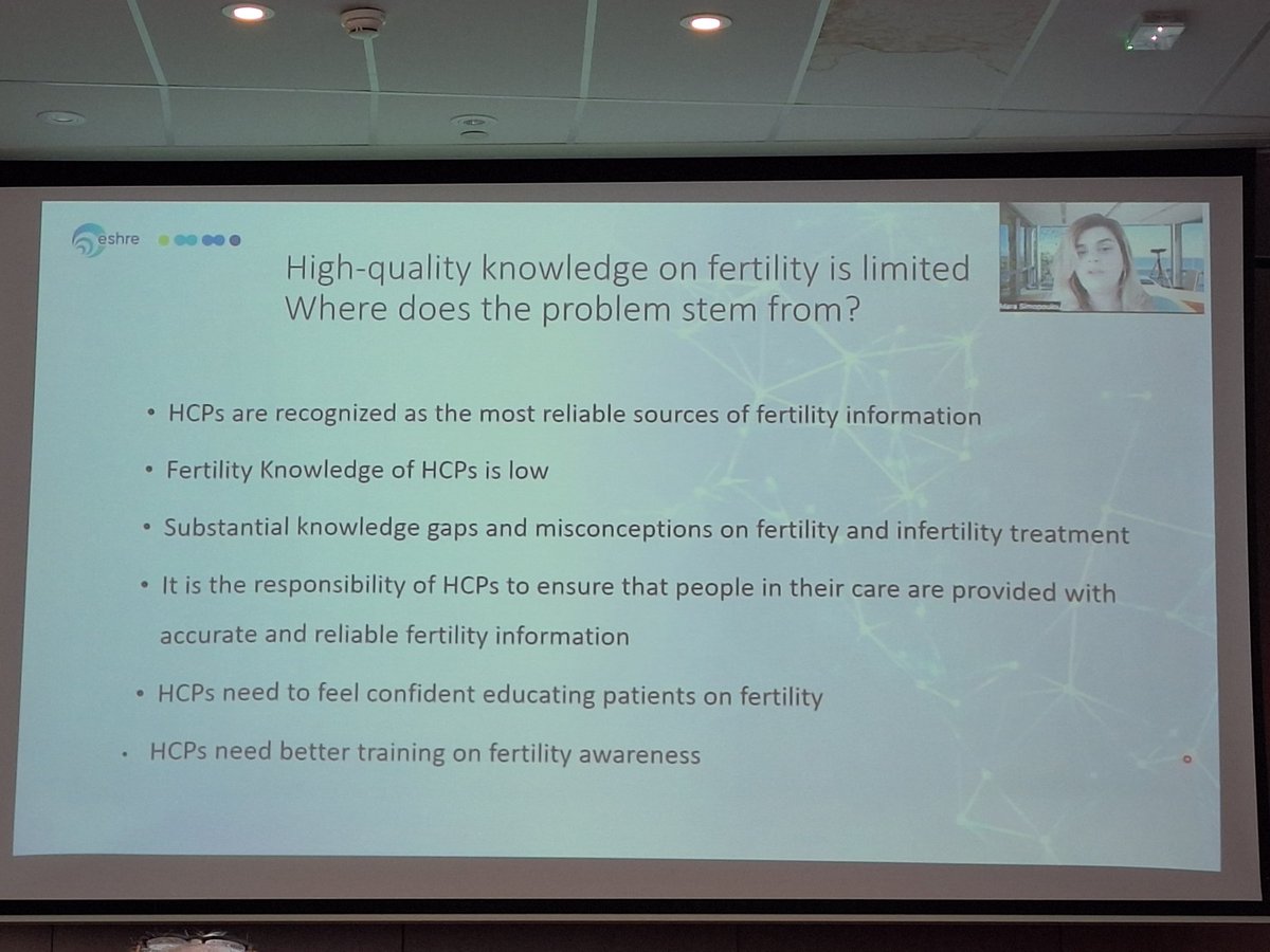Mara Simopoulou @ESHRE campus course on Reproductive health education: 'Healthcare providers are considered trusted sources for reproductive health information, but have low fertility knowledge.' Call to action: We need to train the next generation of HCPs better! @ESHRE_IRHEC