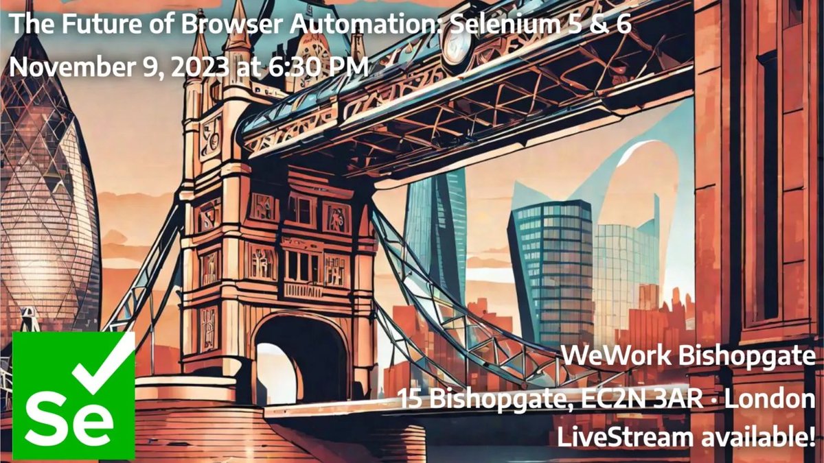 🚨 #Meetup Alert 🚨 The Future of Browser Automation: Selenium 5 & 6 Dive into the future of browser automation! Join us in person if you are in London (limited seats) or via live stream for expert insights. Don't miss it! Register at meetup.com/continuous-tes… #selenium #testing