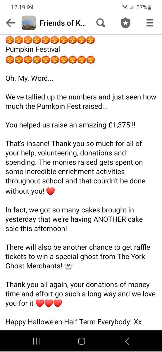 🎃£1,375!!!🎃
All goes towards <a href="/KPSFeed/">Knavesmire Primary</a> children for some incredible enrichment activities and fun times!
Happy Hallowe'en Everybody!