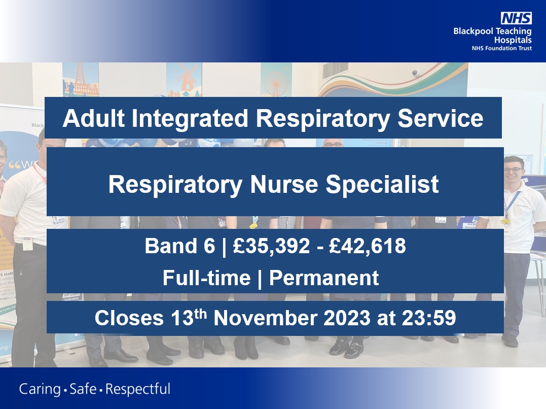 🫁The Adult Integrated Respiratory Specialist Service (AIRS) wants you!🫁 

Do you have a passion for Respiratory?  

Do you have a desire to learn and grow?  

If you said yes…APPLY NOW!  

Closes: 13th November 2023 

Apply: bfwh.nhs.uk/current-vacanc…