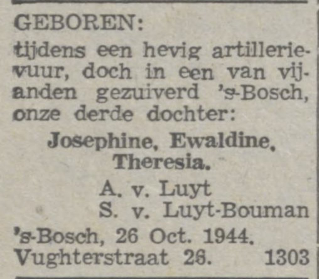 In het Eindhovensch Dagblad wordt de onderstaande geboorte in @shertogenbosch gemeld. Een geboortebericht die je niet vaak tegen komt maar uit het hart is gegrepen. @DelpherNL @KB_Nederland