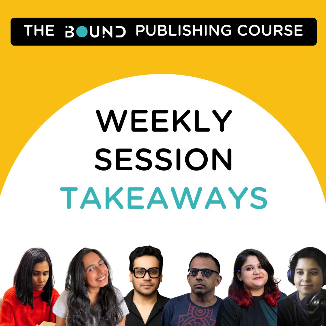 boundindia's tweet photo. As we conclude Week 6 of The Bound Publishing Course, let's savor the pearls of wisdom imparted by our esteemed guest faculty @irocksid, @disharunaik, @arunava, @ToonTooniG , @hackiechan, and @aish_java
#publishingindustry #theboundpublishingcourse #publishingcourse #boundacademy https://t.co/j62hupeeMJ