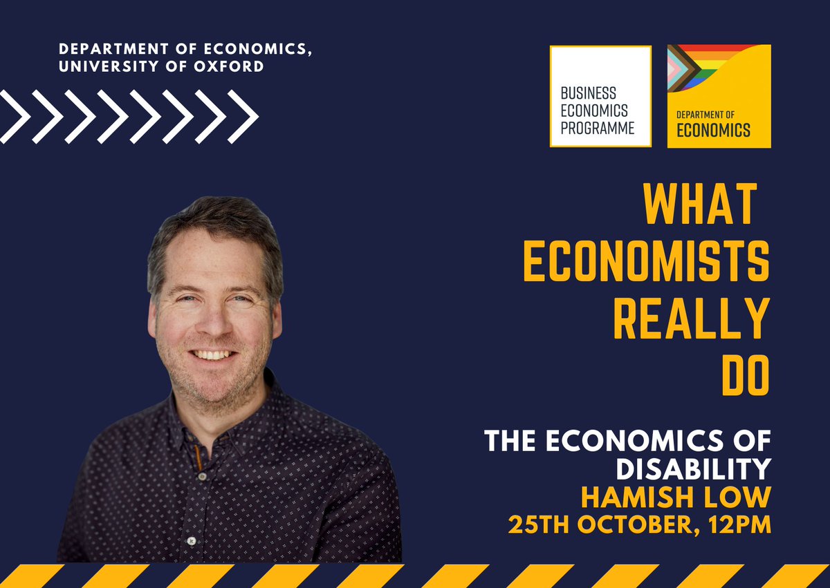 Department of Economics, Oxford (@oxfordecondept) on Twitter photo 📢<a href="/hamishlow_econ/">Hamish Low</a>'s talk on the Economics of Disability is now up on YouTube with captions! Watch it here: youtube.com/watch?v=TMillx…📺
Sign up for the next instalment of What Economists Really Do with Robin Nuttall at rb.gy/6mpjo: free for all, in-person and online! 📢<a href="/hamishlow_econ/">Hamish Low</a>'s talk on the Economics of Disability is now up on YouTube with captions! Watch it here: youtube.com/watch?v=TMillx…📺
Sign up for the next instalment of What Economists Really Do with Robin Nuttall at rb.gy/6mpjo: free for all, in-person and online!