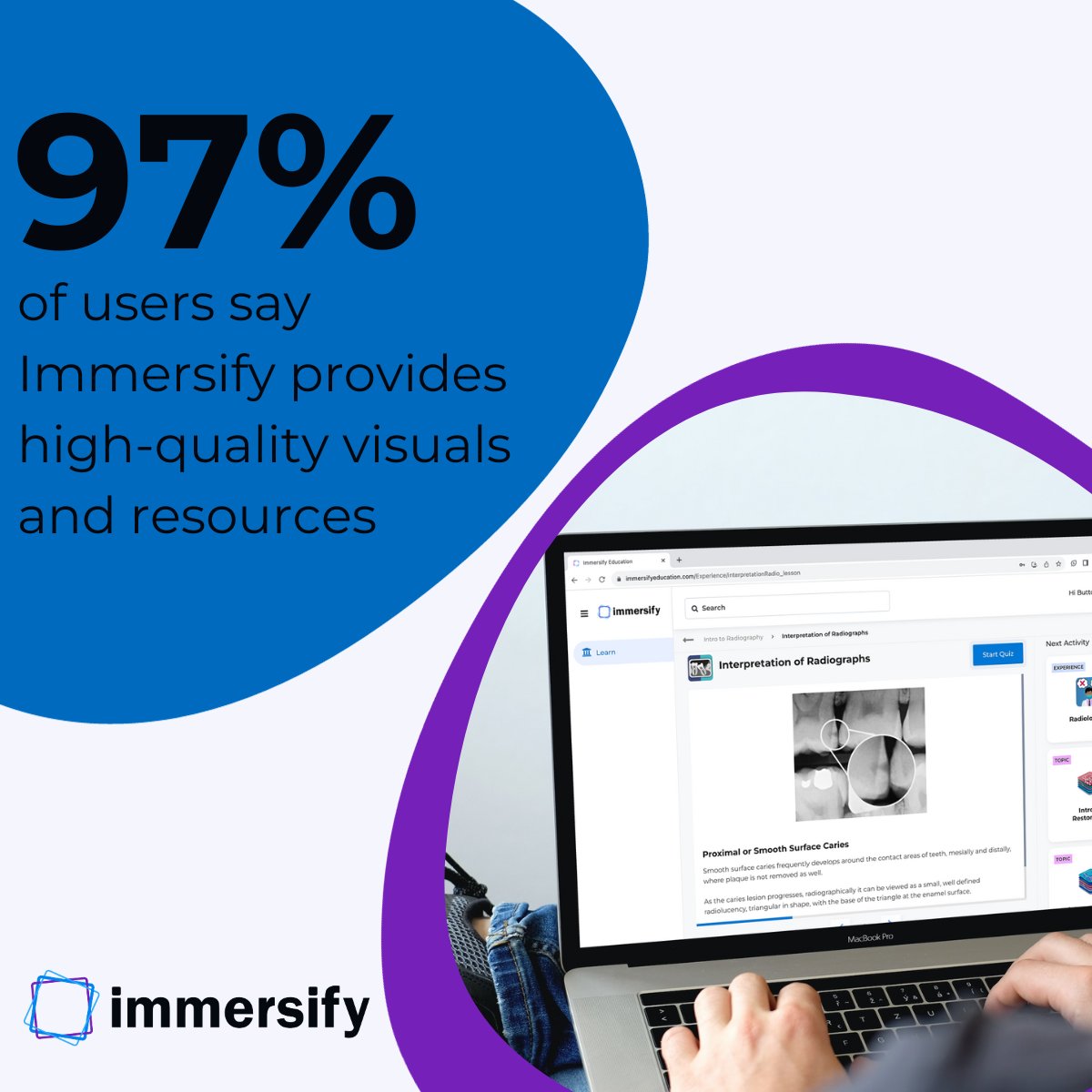 Save time with Immersify's top-quality visuals and resources! 97% agree it's high-quality. Enhance your students' learning. Learn more here 👉 bit.ly/3P662zi Research by Waveform (2023). #Immersify #EdTech