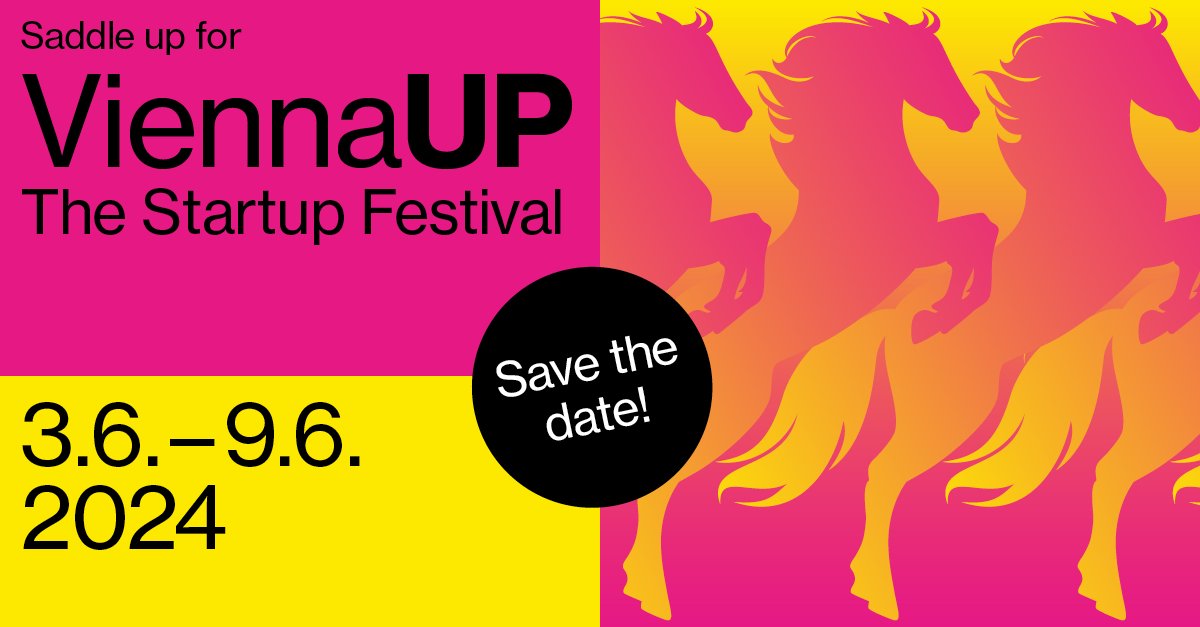 📣 Save the date! #ViennaUP – The Startup Festival is returning from 3.6 to 9.6.2024!

More info: instagram.com/p/CyvAbPSIwUm/