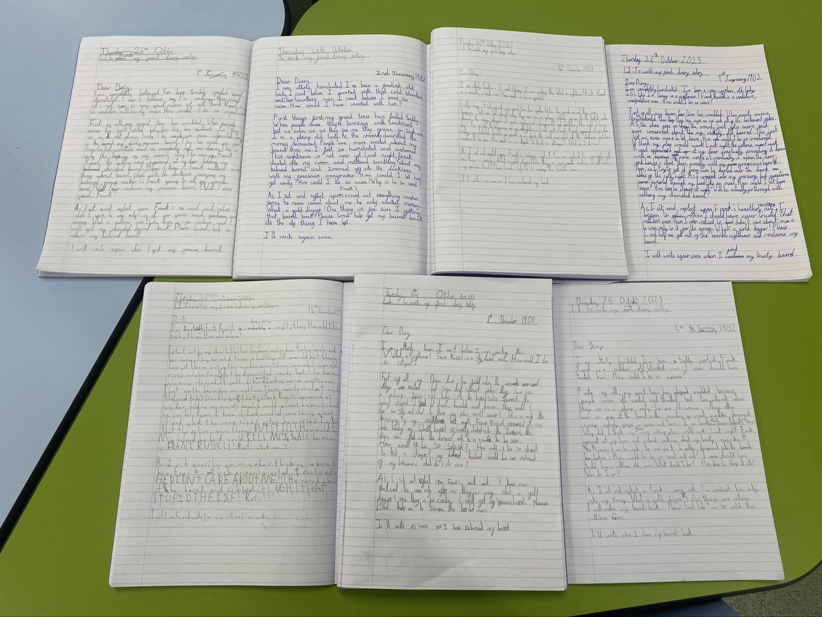 BirchwoodCE's tweet photo. The final diary entries! ✨✨
✍️✍️Year 5 have worked incredibly hard planning and writing three phenomenal diary entries as Annie Edson Taylor. They have captured the real emotion Annie went through, while ensuring they included all their writing features! @TheLCUK #bcepsyear5 https://t.co/ZKnay8Hb78