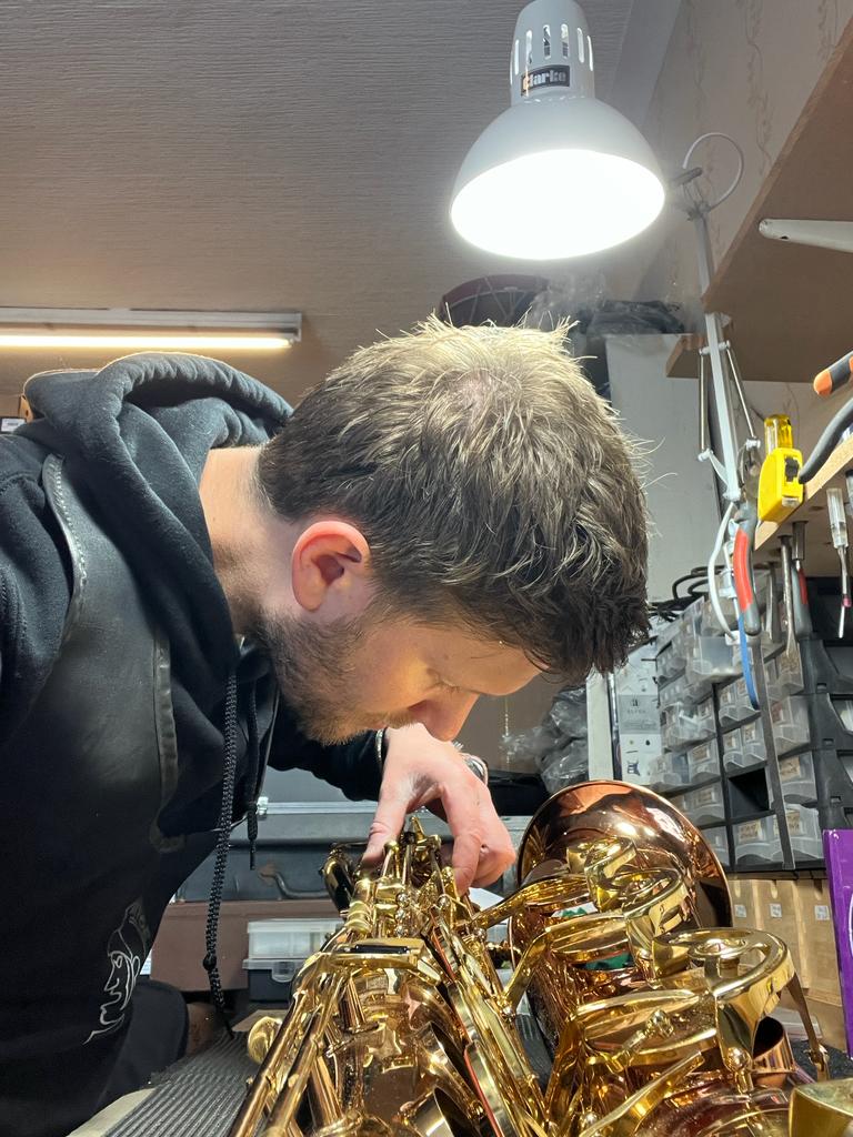 A beautiful baritone sax has been through the workshop this week. It's always pleasure to see such a fine instrument on the bench. #instrumentrepair #woodwind #saxophone #musicshop #music #est1832 #bolton