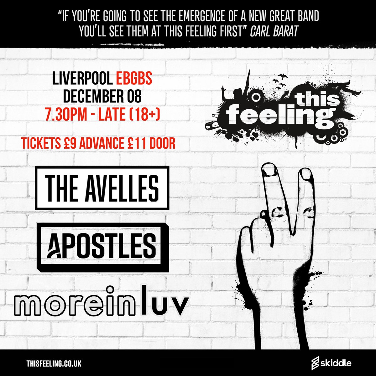 Just announced 🎸 Dec 08 Liverpool @ebgbsliverpool ft @theavelles @apostlesbanduk & @moreinluv 🎟️ skiddle.com/e/36728453
