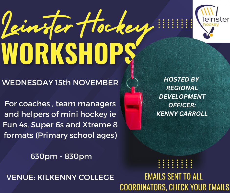 Leinster Hockey will be hosting a workshop for all coaches involved in Primary school level hockey, both school and club! 
📆 Wednesday November 15th 
🕟 630-830pm
📍 Kilkenny College
More info on the website leinsterhockey.ie/news-detail/10…
#Development