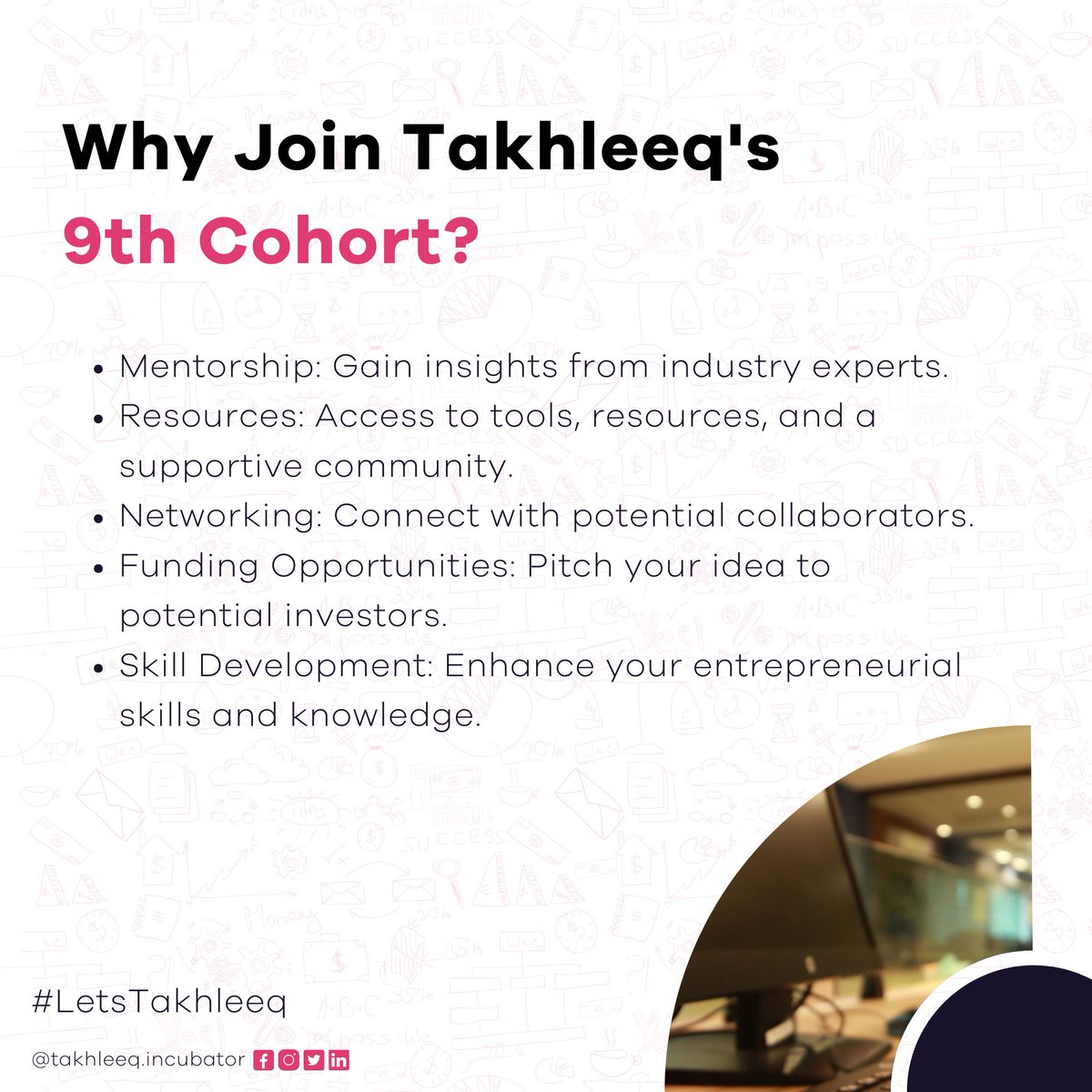 If you're passionate about entrepreneurship and ready to take your idea to the next level, Takhleeq's 9th Cohort is the place to be. Stay tuned for updates as applications will be opening soon! #letstakhleeq #ucp #cohort9