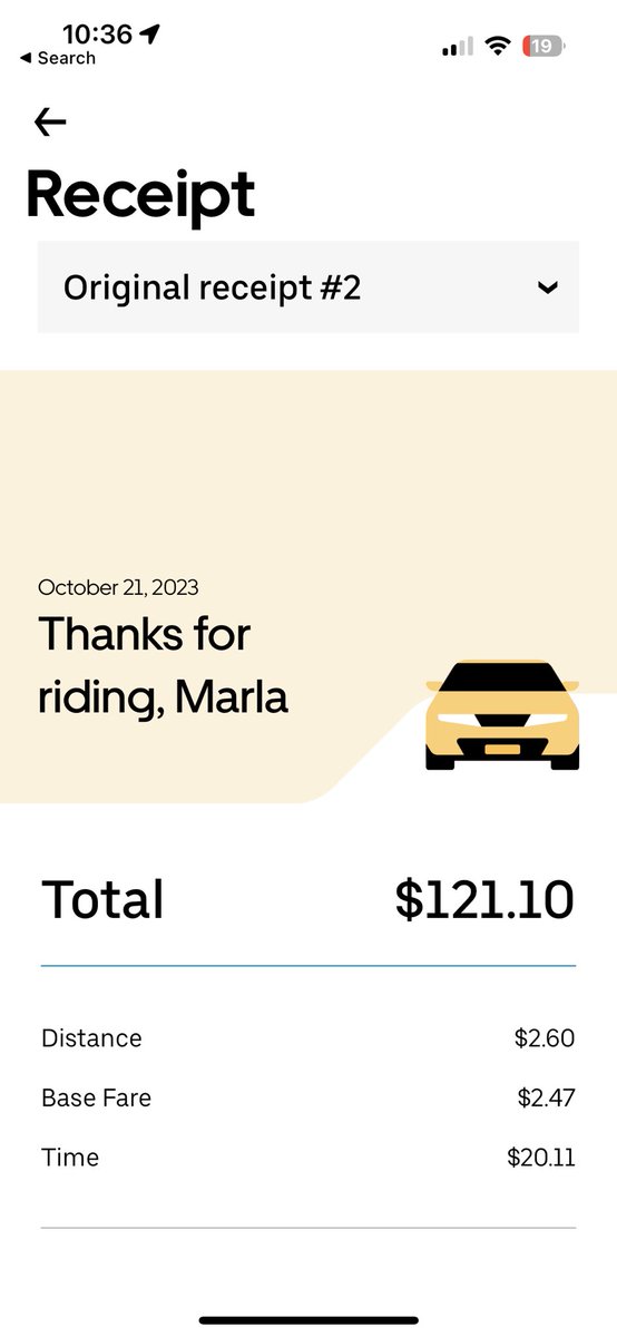 evermarlaarnold's tweet photo. @Uber I am trying to contact Uber about a crazy charge and no way to reach anyone. Charged initially $49.94 for a trip only to be charged $121.10 later for a 3.7 mile trip. How do I fix this?! https://t.co/NPsznfXRqx