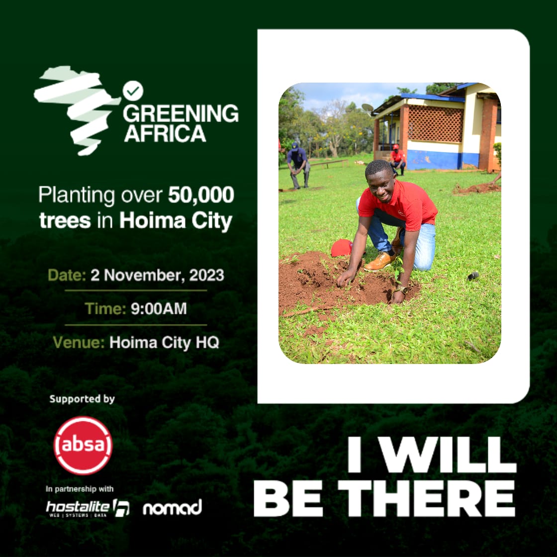 greeningaf's tweet photo. @RogersUg2 of @AbsaUganda will also be present at the #AbsaGreening event of the year in Hoima Cityπ
#GreeningHoima #GreeningAfrica #Sustainability #OneMillionTrees #AbsaGreenImpact
@pam2rya @Hostalite https://t.co/1IEqxlTSIH