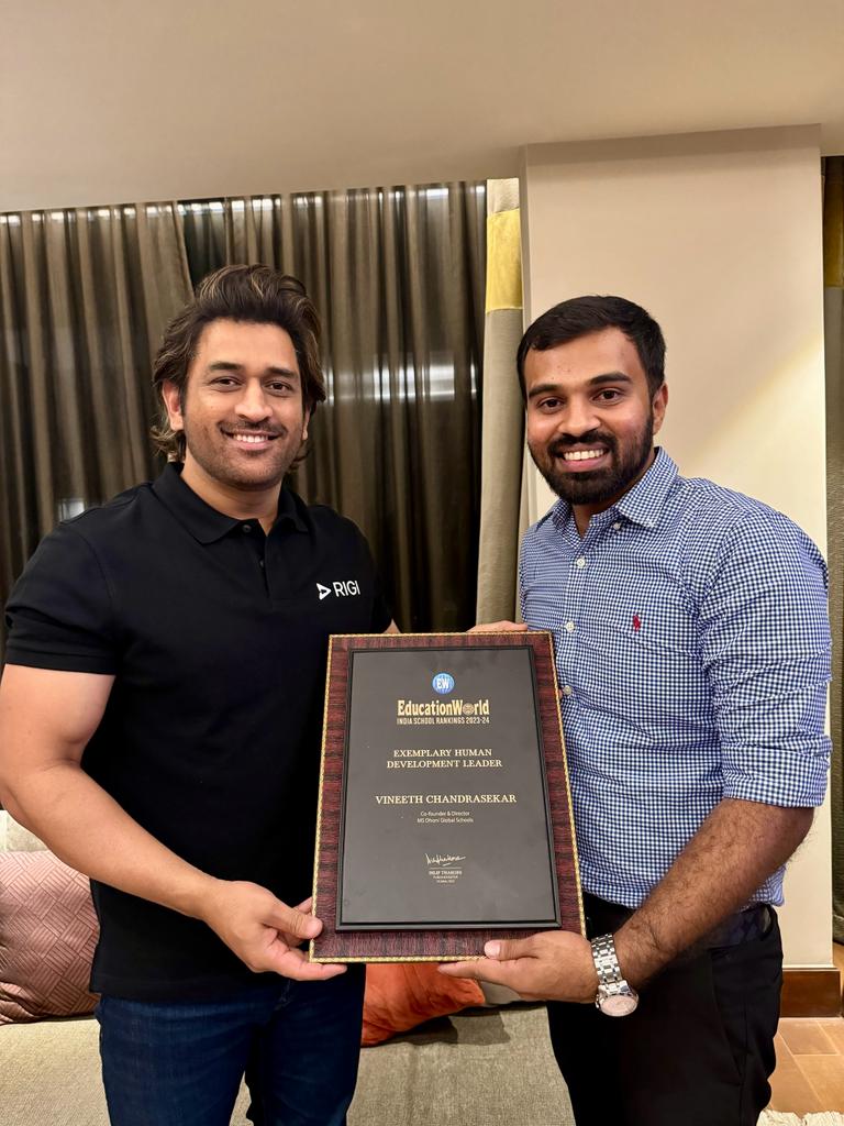 Passion meets the right profession. Exemplary Cricket Passion- MS Dhoni teams up with Exemplary Human Development Leader Vineeth Chandrasekar for making India proud with #MSDhoniGlobalSchoolBengaluru. Thankyou for your human development service.
