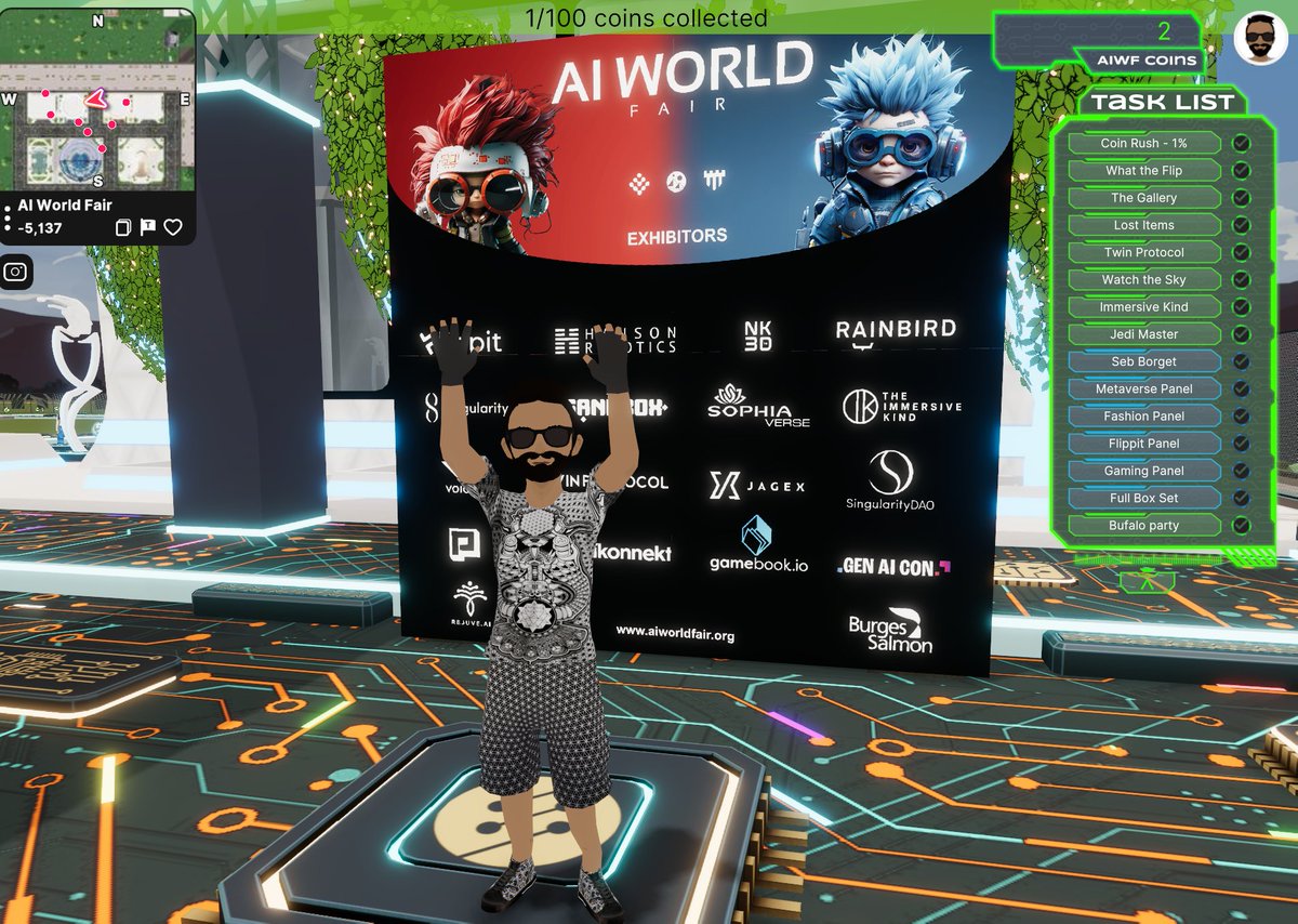 After a long week of grinding on <a href="/SophiaVerse_AI/">SophiaVerse</a> we take in the <a href="/decentraland/">Decentraland</a> AI World Fair. Shout out to the teams that made this happen!