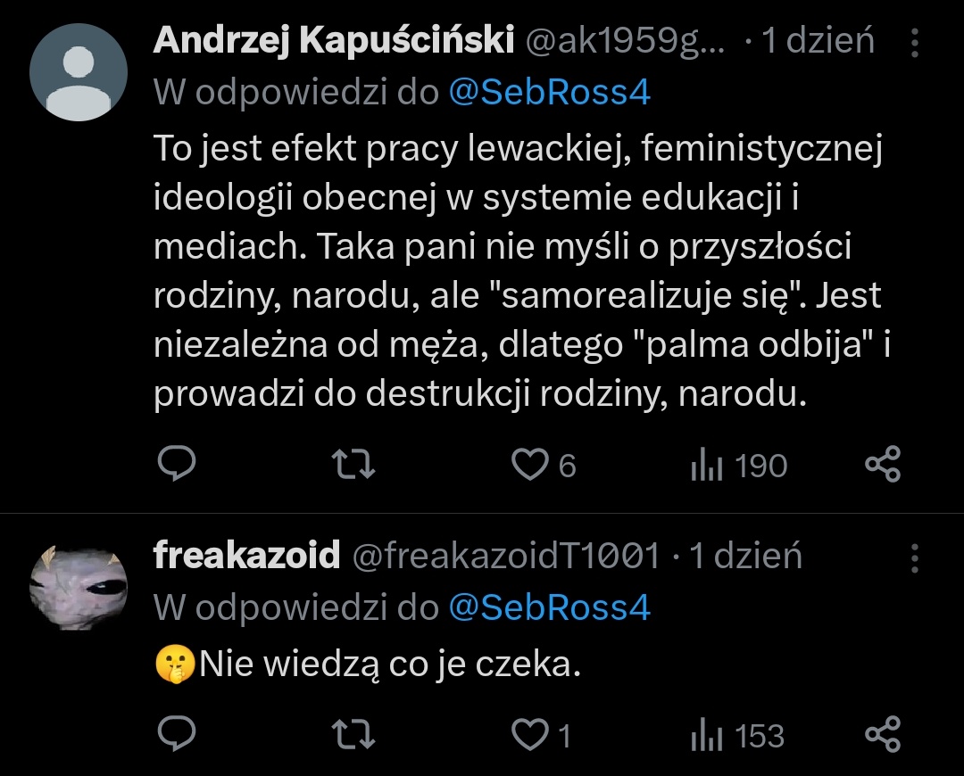 heretyczka_'s tweet photo. Kobieta odpowiada dlaczego nie chce mieć dzieci - nie czuje się w stanie wziąć odpowiedzialności za drugiego człowieka bo obecnie ma inne priorytety, a dziecko to obowiązek.
Komentarze nie zawodzą:
1/4 https://t.co/CVBigzC6FZ