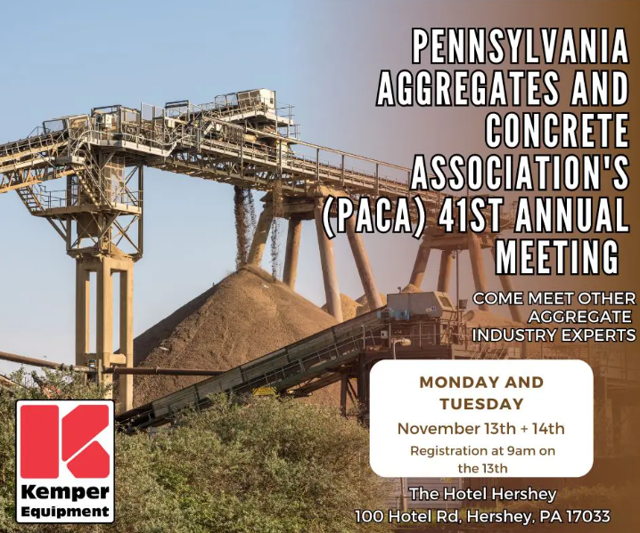 KemperEquipment's tweet photo. The Pennsylvania Aggregates and Concrete Association’s (PACA) 41st Annual Meeting is almost here: https://t.co/6ikl1Blk0E https://t.co/KtMmsaPJDs