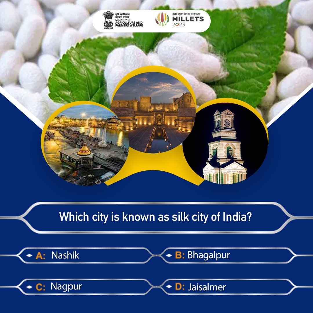 Come & join us for an exciting round of Agri Quiz! 
.
Which city is known as 'Silk City of India'? Share your answer in comment section.

#agrigoi #Silk #agriculture #silkcity #agriquiz
