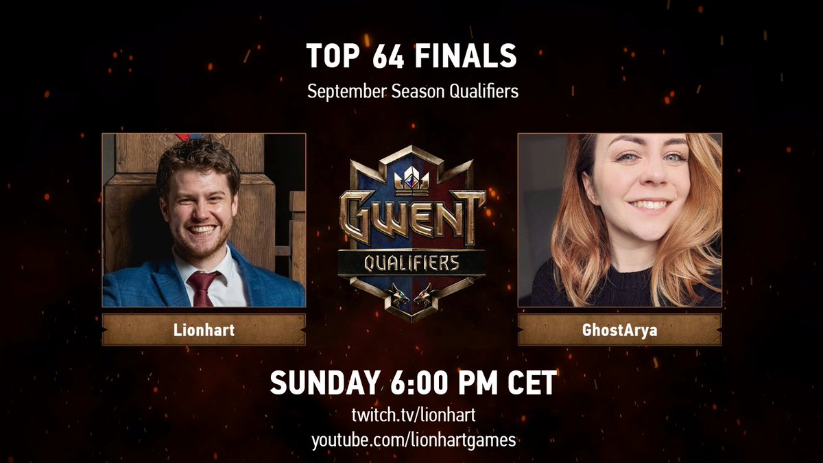 Tune in to the Top 64 finals this Sunday at 6 PM CET, with live commentary from <a href="/LionHart__/">Lionhart</a> and <a href="/GhostArya_/">GhostArya 🔜@ghostarya.bsky.social</a>! 👑

📺 twitch.tv/lionhart
📺 youtube.com/lionhartgames