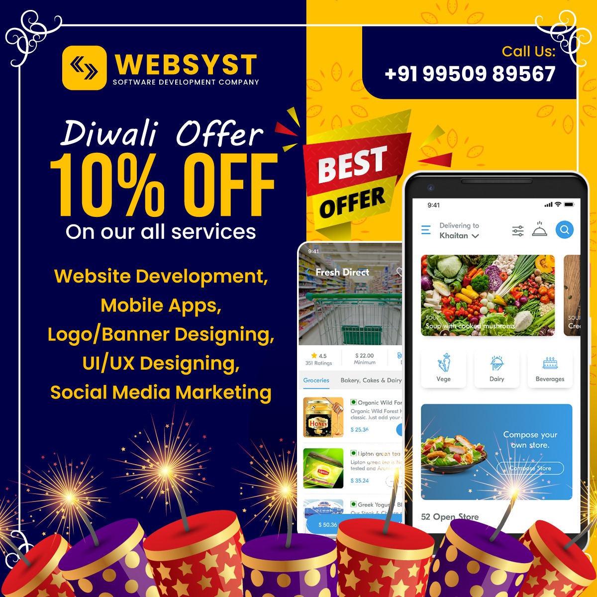 webcyst's tweet photo. "Celebrate the Festival of Lights with a Bright New Website!

🪔✨ This Diwali, our gift to you is a beautifully designed and fully functional website that will make your online presence shine.

🌟 Avail our Festival Offer:

Flat 10% off on all Website Development Packages https://t.co/oQWu2OIijv