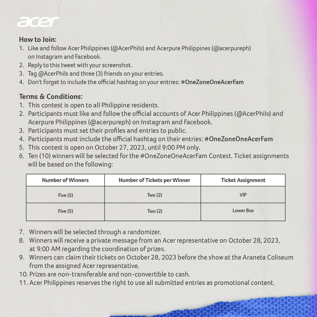 Hey, Acer Fam and A’Tin! Are you ready to be in one zone with @SB19Official? 😉 Let's play detective, and you might score VIP or Lower Box tickets to the ONE ZONE: SB19 Half a Decade Celebration Fanmeet happening tomorrow!