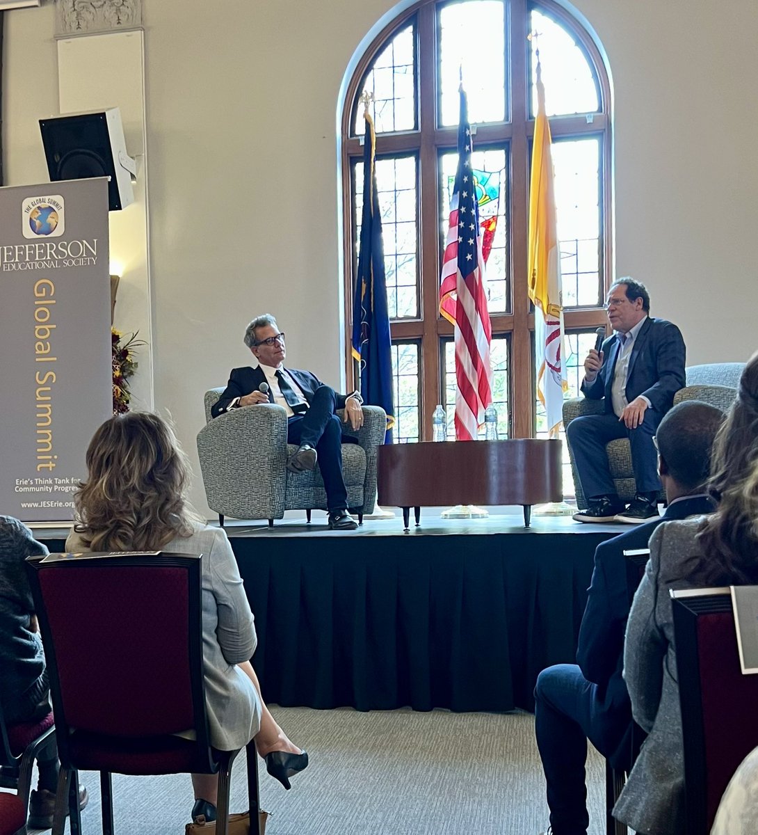 ColleenSDoc's tweet photo. Enjoyed an  insightful discussion at @JeffersonErie’s event ft @bruce_katz &amp; @Richard_Florida. They discussed #Erie’s downtown development, the future of cities given #remotework &amp; climate focuses, and the need to be committed to #DEI as cities are adapting to the future. https://t.co/pPzHiWI3iW