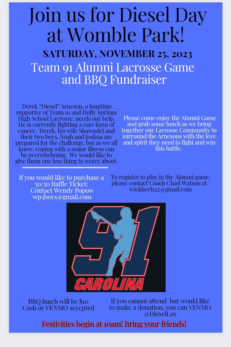 Looking forward to getting our <a href="/team91carolina/">Team91Carolina</a> alums back together in support of a very special family!