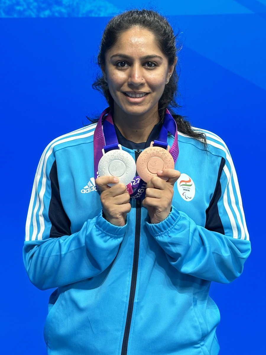 joshimanasi11's tweet photo. Singles: Bronze
Doubles: Silver with @Thulasimathi11 
What a fantastic Asian Para Games it has been. I’m truly grateful for all the support https://t.co/3g7yRRQmWo