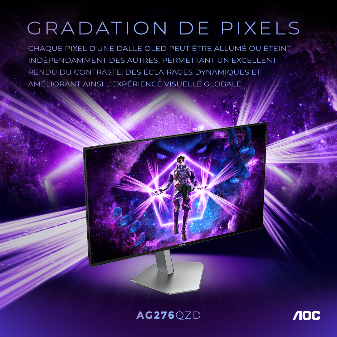 AGONbyAOCFR's tweet photo. Avec notre #AGONPRO AG276QZD et sa dalle OLED, profitez d’une expérience visuelle haut de gamme.
Découvrez les raisons qui font de la technologie OLED une des meilleures disponibles sur le marché actuellement ⤵︎