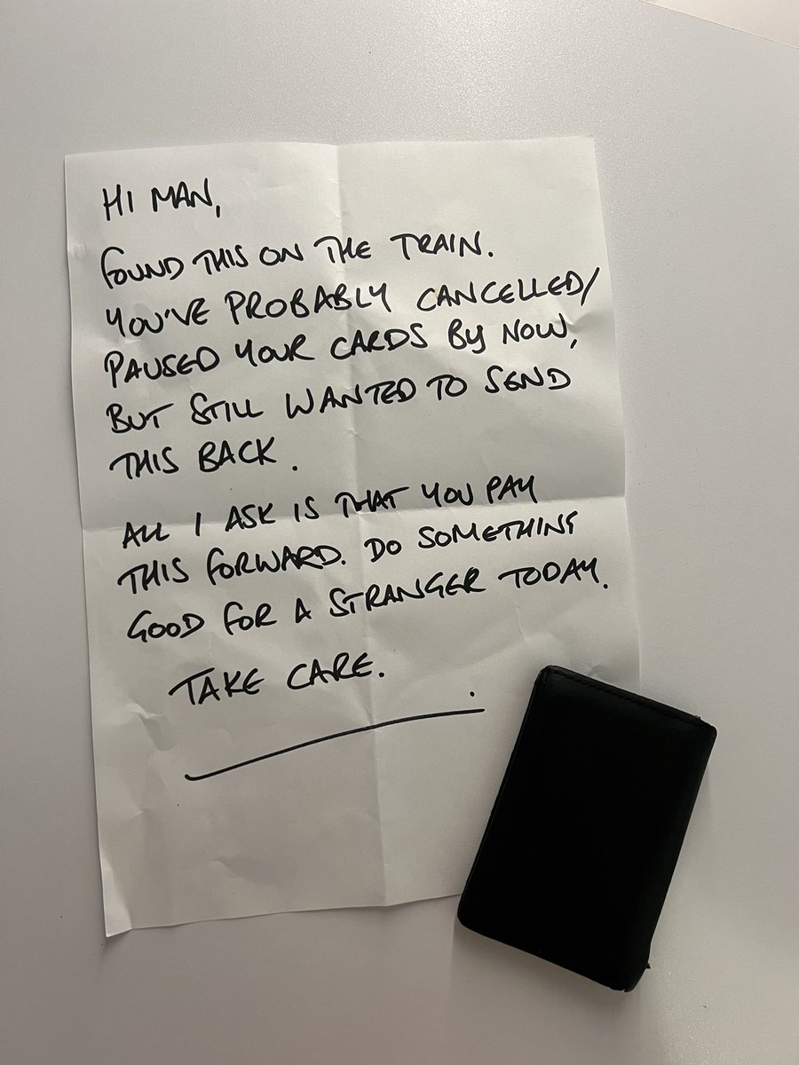 MelvoBaptiste's tweet image. I left my wallet on a train last week, I was pretty shocked to open my post and find this. Thank you to this beautiful human and a nice reminder that there’s still some good ones out there ❤️