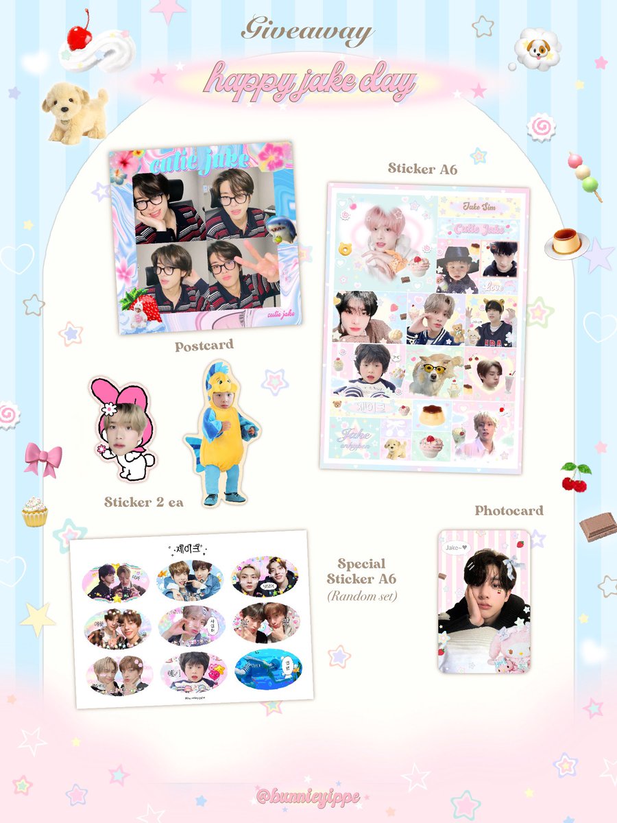 bunnieyippe's tweet photo. kindly rt 🦮🍊✿ 
                             
giveaway for 𝘫ෆ𝘬𝑒 𝘣𝑖𝑟𝑡𝘩𝑑𝑎𝑦 -`ღ´-
 Date 𖤐 11,12 nov
Location 𖤐 Kofee&amp;co , G_U_Cafe
Time 𖤐 tba

‧₊˚ 🍮 ⋅ ☆ 🍒𓈒 

 exchange pls dm 

#HAPPYJAKEDAY 
#DeliLovelyService_For_JAKE 
#ShinetoMyJAKE_day https://t.co/llyUS2TUdk
