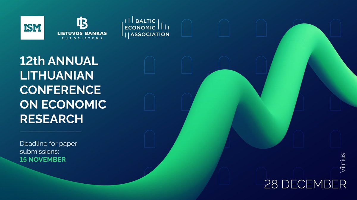 #CallForPapers | Submit your paper for the annual Lithuanian Conference on Economic Research on 28 December. The conference will cover a broad range of topics in theoretical and empirical economics. 👉Submission deadline: 15 November 👉More information: lb.lt/en/events/12th…