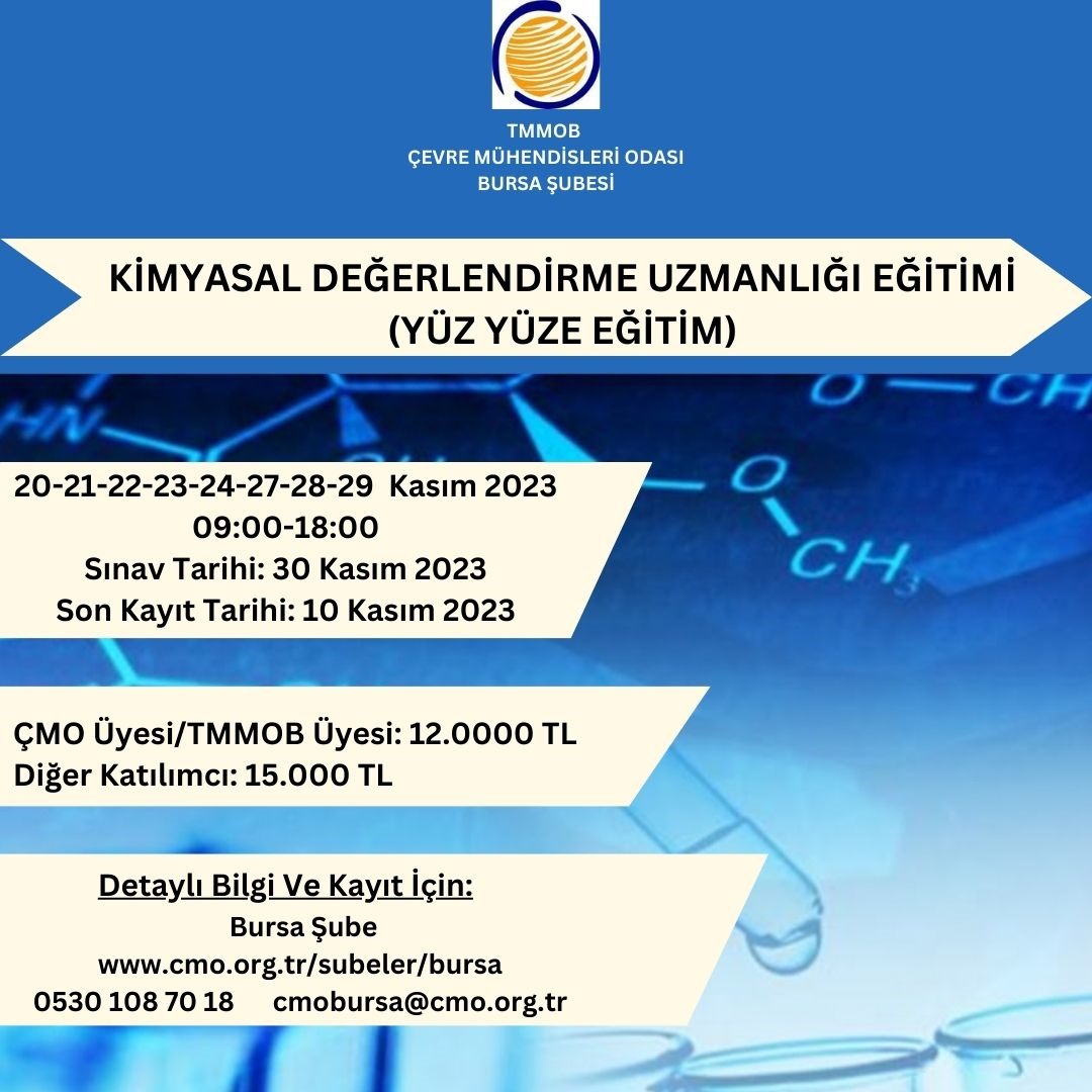 cmobursa's tweet photo. KİMYASAL DEĞERLENDİRME UZMANLIĞI EĞİTİMİ 
(YÜZ YÜZE EĞİTİM) https://t.co/ovQR3fjkhT