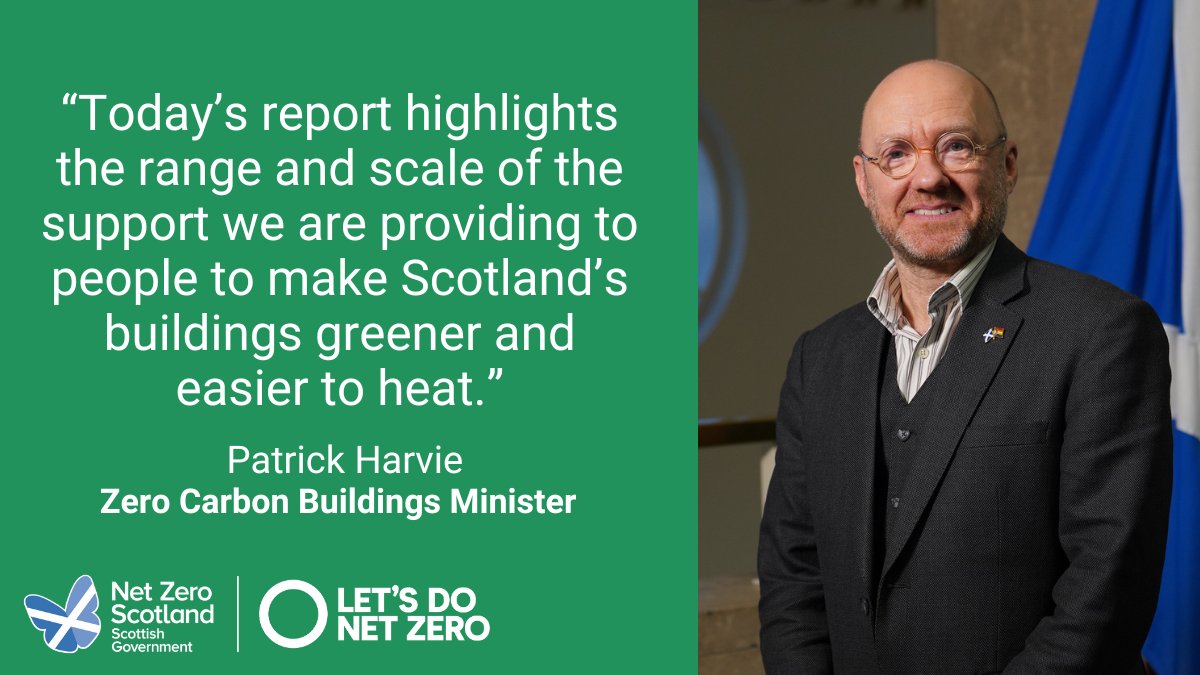 ScotGovNetZero's tweet photo. We are helping to make Scotland’s buildings greener and easier to heat.

Last year, we:

🔹provided £170m in support
🔹helped 8,000 fuel poor households make their homes easier to heat
🔹created climate friendly standards for new homes

Progress Report ➡️ https://t.co/Gbf3PG8i1B https://t.co/B0HNM6SFzh