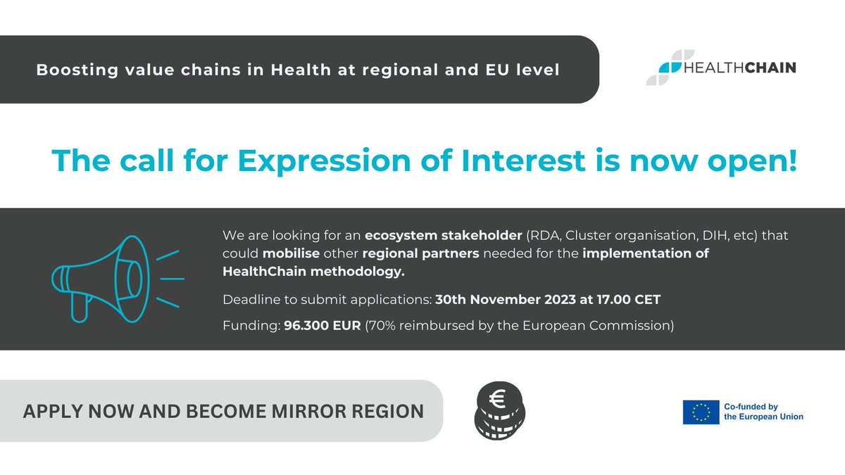 RiniGARD's tweet photo. Did you miss the @I3HealthChain webinar on Expression of Interest for Mirror Regions?
No worries! 📽The recording of the webinar is now available on #HealthChain YouTube channel  👉 https://t.co/hfKZ6MF0hY

 #MirrorRegions #I3Instrument #Innovation #DigitalHealth https://t.co/XhnY58UjuB