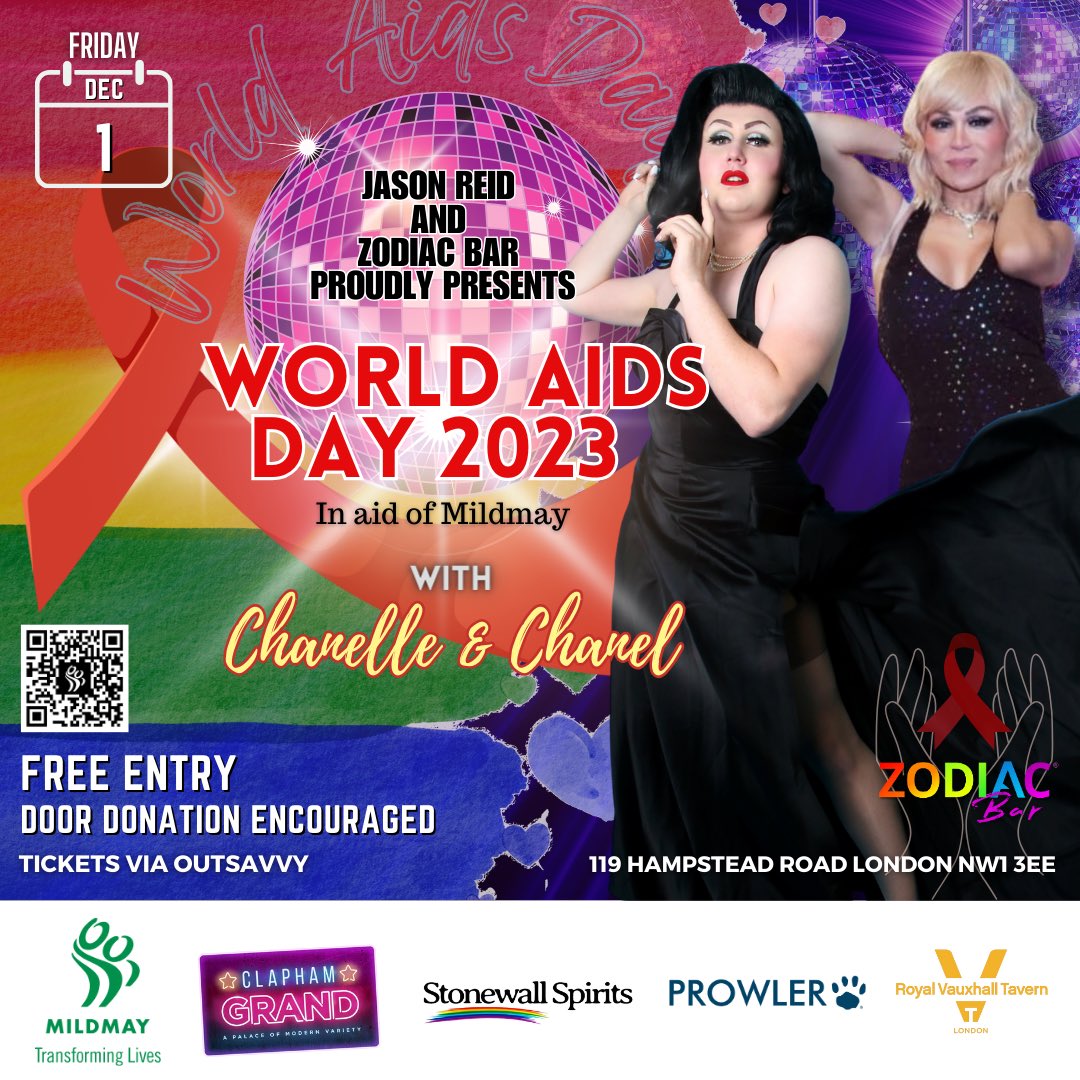 🚨 Thrilled to announce this #WorldAIDSDay event I’m producing with @zodiacbarlondon in aid of @MildmayUK - the hospital (was hospice) where I was an AIDS patient. 📆 Fri 1st Dec. 💚 Thx to sponsors Clapham Grand, Stonewall Spirits, Prowler, The RVT. 🗣Pls spread the word.