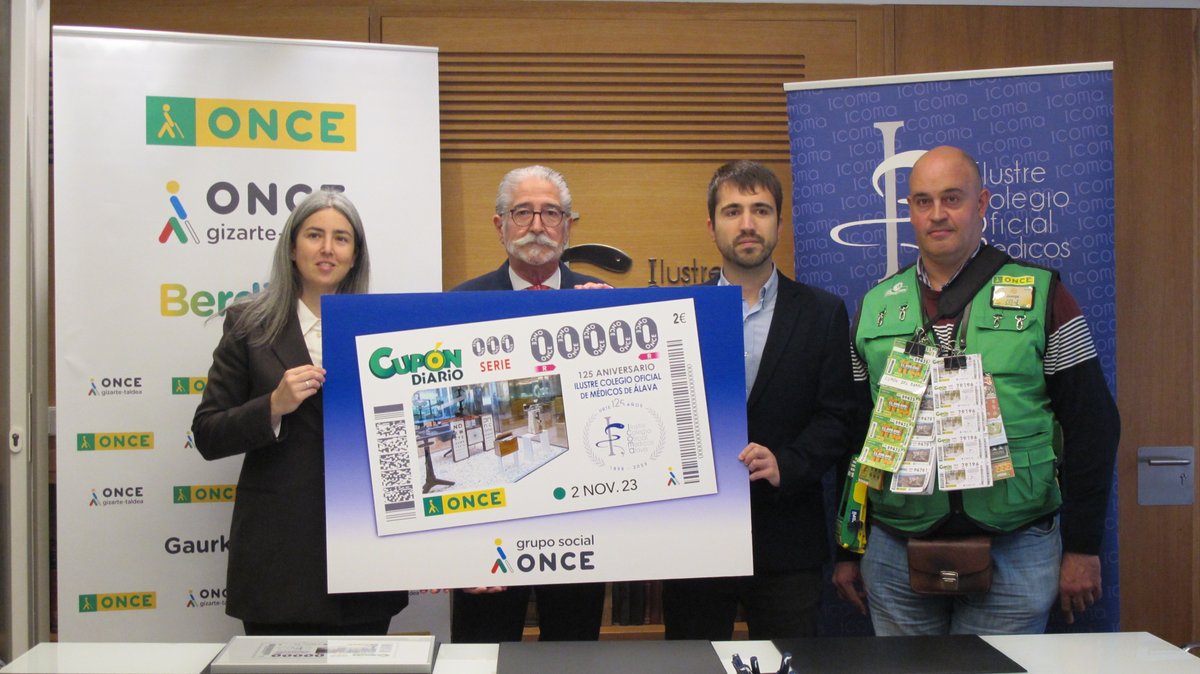 El Colegio de #Médicos de #Álava celebra su 125 aniversario en el cupón de la <a href="/ONCE_oficial/">ONCE</a> del jueves 2 de noviembre. Cinco millones de cupones ya 
 a la venta difundirán la imagen del <a href="/icomalava/">Ilustre Colegio Oficial de Médicos de Araba/Álava</a> #VitoriaGasteiz 

➡ icoma.eus/icoma-celebra-…