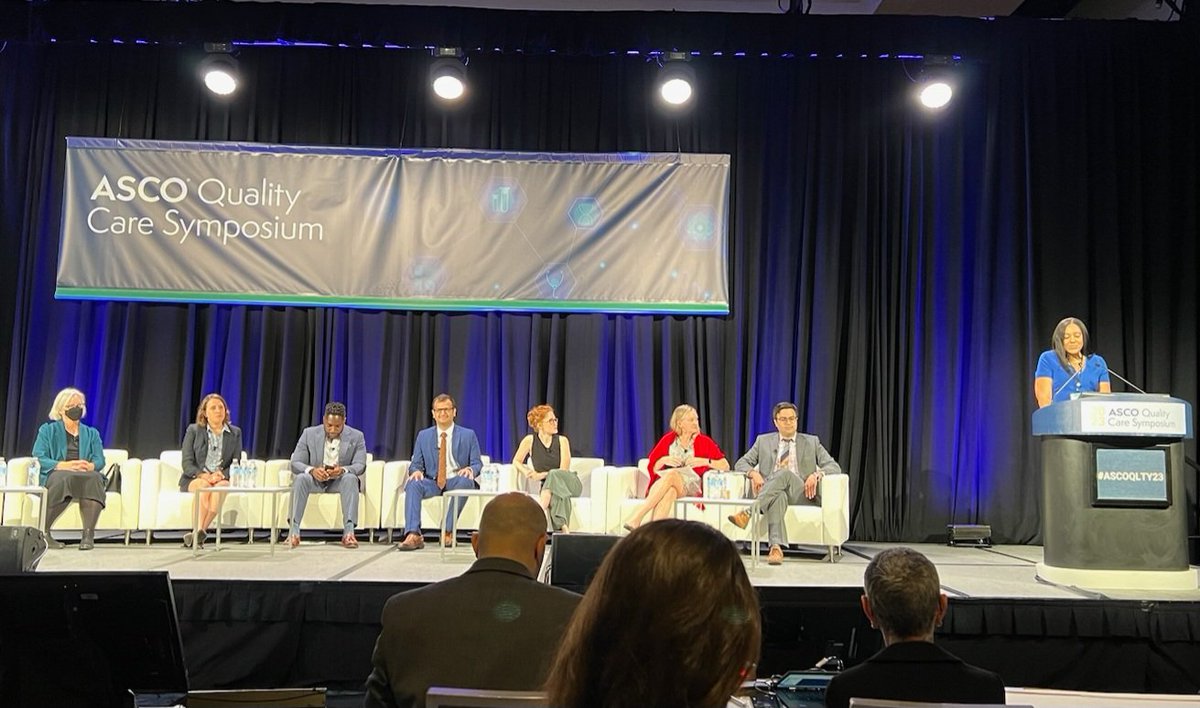 coffeemommy's tweet photo. Kicking off #ASCOQLTY23 now ๐
(Photo credit @subatomicdoc who is taller than I am and can grab pics over people's heads! ๐)
#ASCOQLTY https://t.co/CR77xQNL51