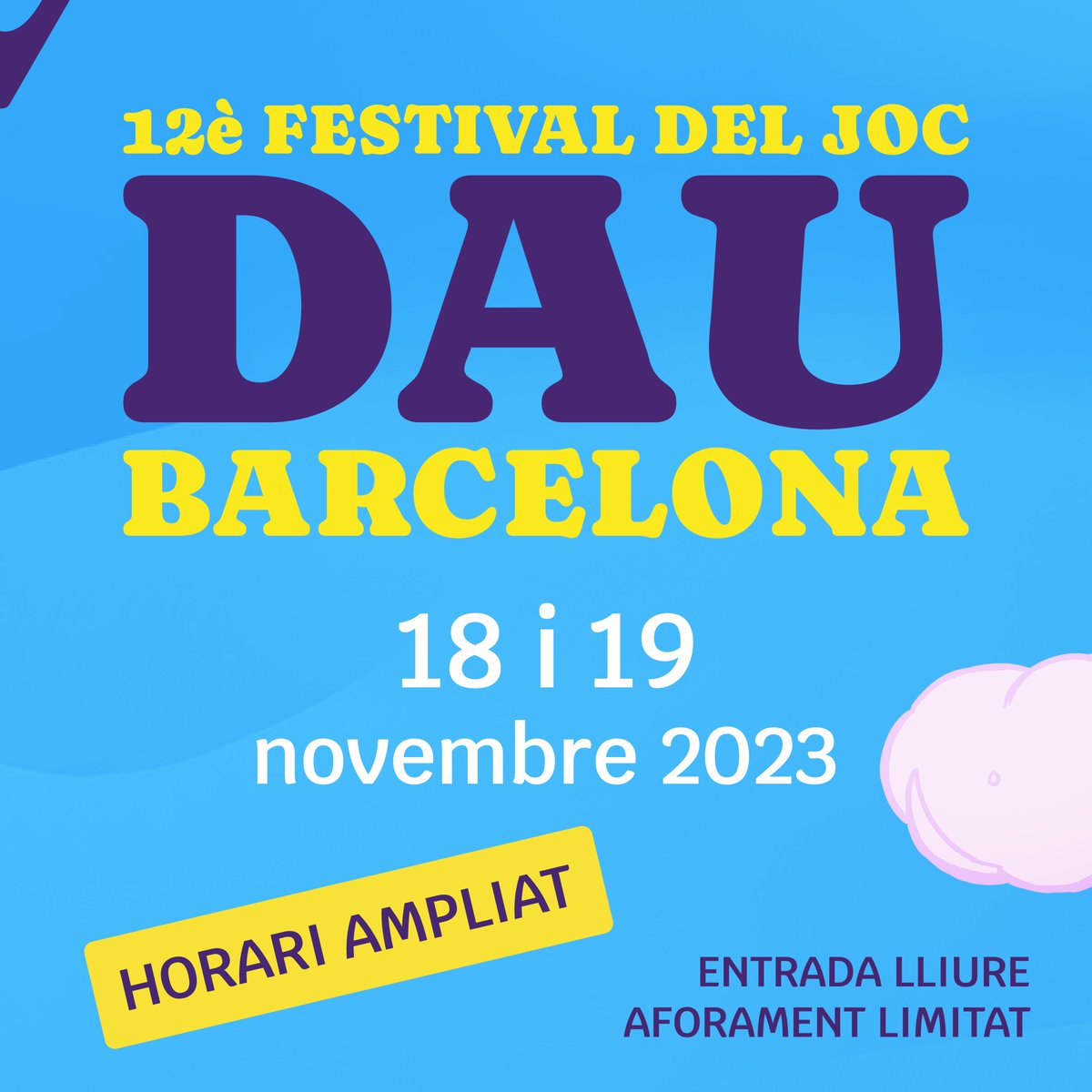 joventutcat's tweet image. Activitat | Festival del Joc "DAU Barcelona"
📅 Inscripcions obertes fins el 19 d’abril de 2024
⏰ De 10.00 a 20.00 hores
📍 Fabra i Coats - Fàbrica de Creació (Barcelona)
#premis #lleure #cultura @DAUBarcelona
👉 jovecat.gencat.cat/ca/actualitat/…