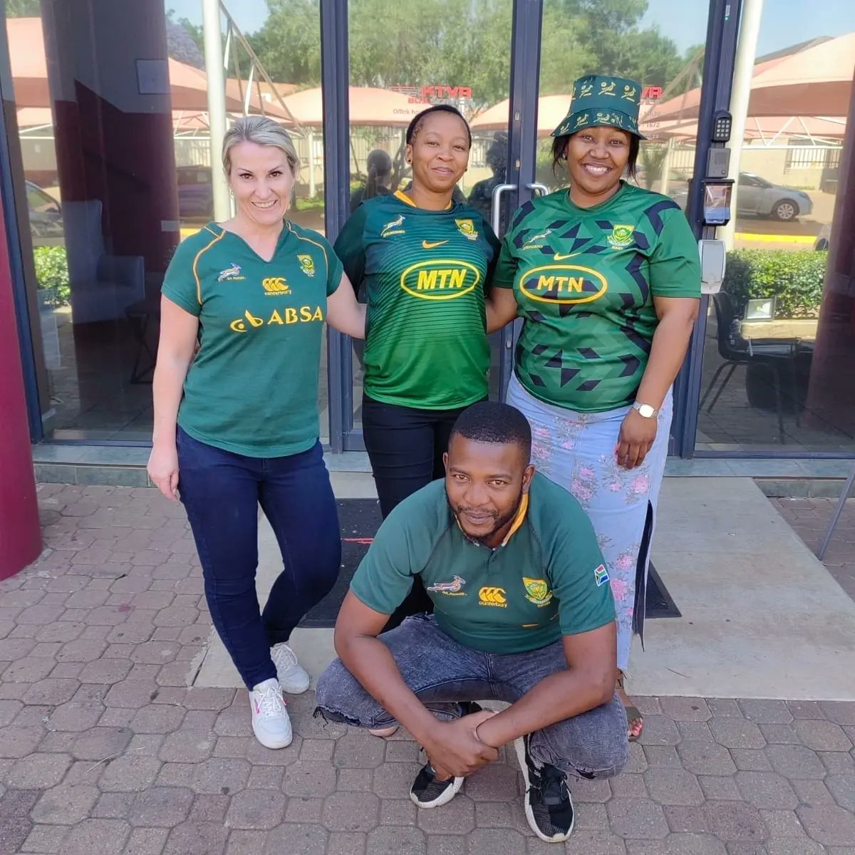 Some of KTVR Bus Service supporting and wishing the Springsboks all the best at tomorrow's Rugby World Cup Final in France. Go Bokke, bring back the cup.