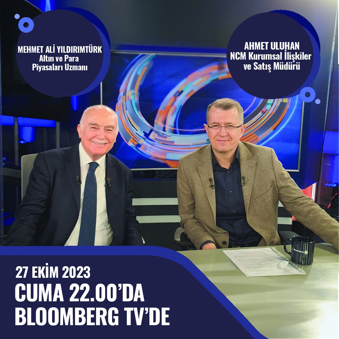 Değerli izleyiciler bu akşam (27.10.2023) saat 22:00'de <a href="/BloombergHT/">Bloomberg HT</a>'de sevgili <a href="/muratcaner/">Murat Caner</a>'in sunduğu " Küresel Piyasalar "Programına sevgili <a href="/AhmUluhan/">Ahmet Uluhan</a> ile birlikte konuk olacağım. Altını, dövizi, borsayı ve faizi merak edenleri bekleriz.
